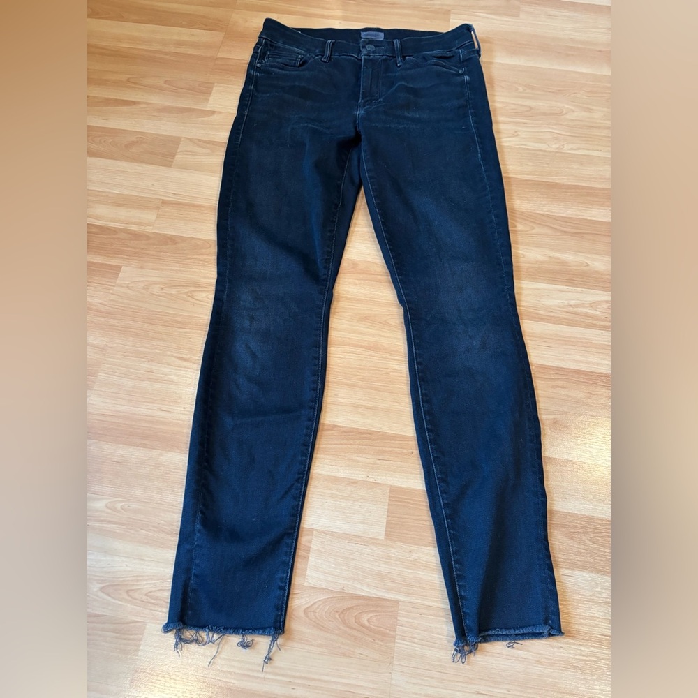 Mother Black Looker Ankle‎ Fray Jeans